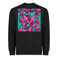 Black Pink Butterfly with Ribbon Cancer Heavyweight Sweatshirt - texasbilliewilder