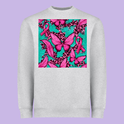 Pink Butterfly With Ribbon Cancer Heavyweight Sweatshirt Designed By Texasbilliewilder