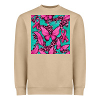Mushroom Pink Butterfly with Ribbon Cancer Heavyweight Sweatshirt - texasbilliewilder