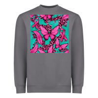 Storm Pink Butterfly with Ribbon Cancer Heavyweight Sweatshirt - texasbilliewilder
