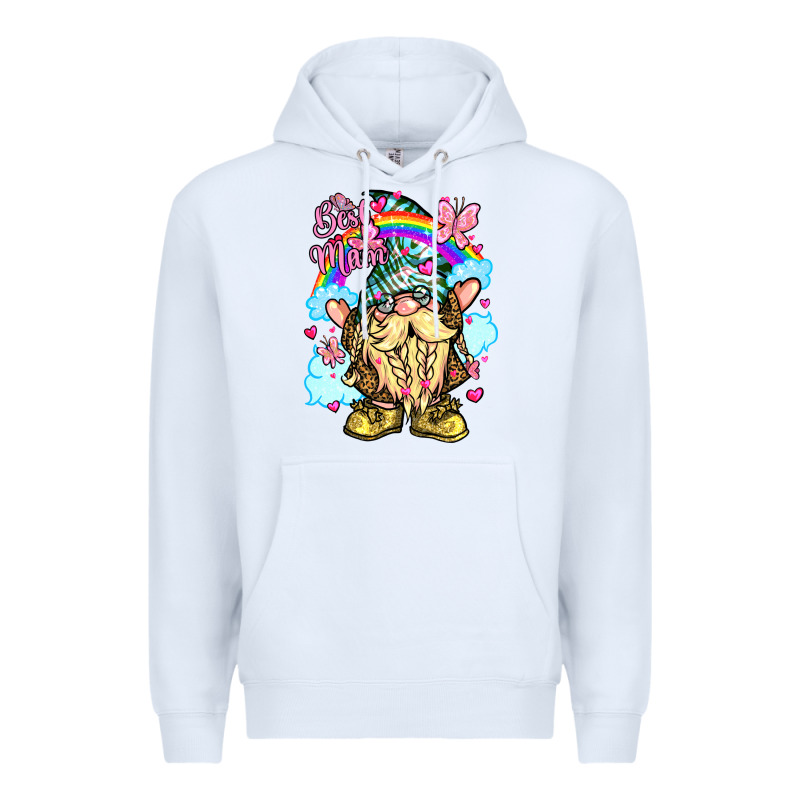 Best Mom Gnome Rainbow Clouds Butterfly Glitter Premium Hoodie by LillyAllenDesigns | Teevron