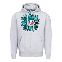 Heather Grey cute snowman winter sunflower Zipper Hoodie - Jasminsmagicworld