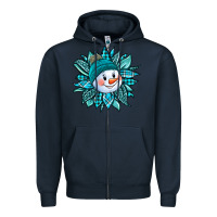 Navy cute snowman winter sunflower Zipper Hoodie - Jasminsmagicworld
