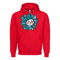 Red cute snowman winter sunflower Zipper Hoodie - Jasminsmagicworld