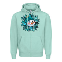 Seafoam cute snowman winter sunflower Zipper Hoodie - Jasminsmagicworld