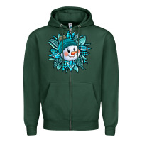Sports Green cute snowman winter sunflower Zipper Hoodie - Jasminsmagicworld