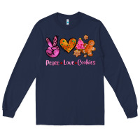 Navy peace love cookies Long Sleeve Tee - AdoDesignShop