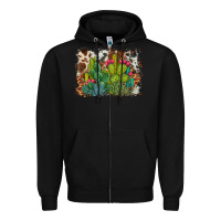 Black watercolor cactus western background Zipper Hoodie - BarkalooDesign