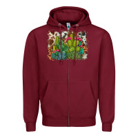 Burgundy watercolor cactus western background Zipper Hoodie - BarkalooDesign