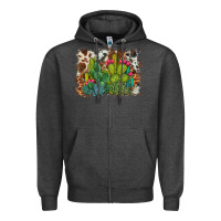Charcoal Heather watercolor cactus western background Zipper Hoodie - BarkalooDesign