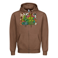 Chestnut watercolor cactus western background Zipper Hoodie - BarkalooDesign