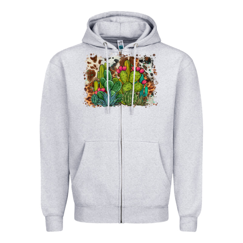 Watercolor Cactus Western Background Zipper Hoodie by BarkalooDesign | Teevron