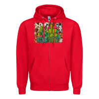 Red watercolor cactus western background Zipper Hoodie - BarkalooDesign