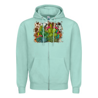 Seafoam watercolor cactus western background Zipper Hoodie - BarkalooDesign