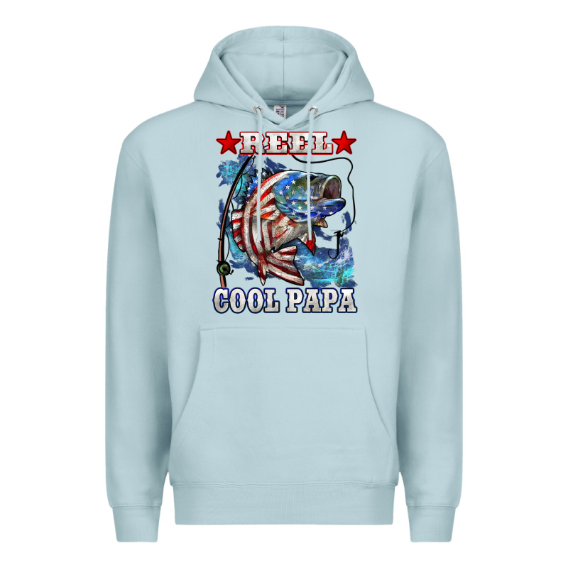 Reel Cool Papa American Flag Bass Fishing Premium Hoodie by LillyAllenDesigns | Teevron
