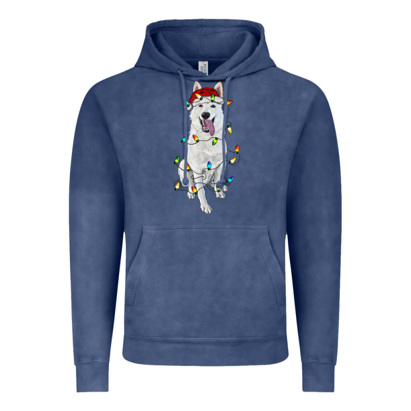 Christmas White Shepherd With Christmas Lights Vintage Hoodie by RanaPortraitStore | Teevron