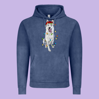 Christmas White Shepherd With Christmas Lights Vintage Hoodie Designed By Ranaportraitstore