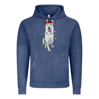 Vintage Denim christmas white shepherd with christmas lights Vintage Hoodie - RanaPortraitStore