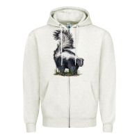 Oatmeal Heather skunk Zipper Hoodie - LillyAllenDesigns