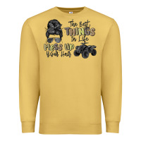 Antique Gold the best things in life mess up your hair Premium Sweatshirt - MaliasSmallBusiness