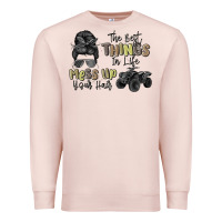 Pale Pink the best things in life mess up your hair Premium Sweatshirt - MaliasSmallBusiness