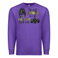 Purple the best things in life mess up your hair Premium Sweatshirt - MaliasSmallBusiness