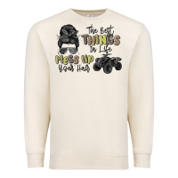 Sandshell the best things in life mess up your hair Premium Sweatshirt - MaliasSmallBusiness