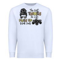 White the best things in life mess up your hair Premium Sweatshirt - MaliasSmallBusiness