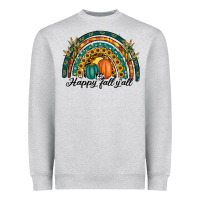 Heather Grey happy fall y'all rainbow Heavyweight Sweatshirt - RanaPortraitStore