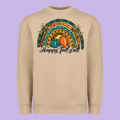 Happy Fall Y'all Rainbow Heavyweight Sweatshirt Designed By Ranaportraitstore