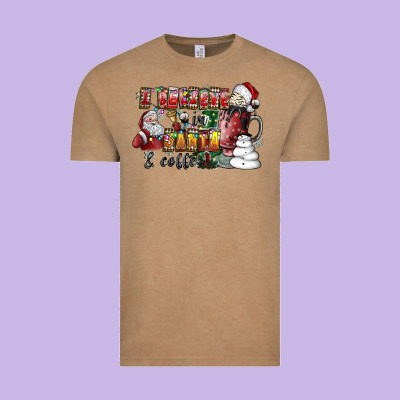 I Believe In Santa And Coffee Vintage Tee Designed By Cowhidedigitalart