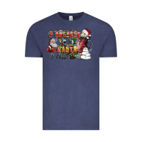 Vintage Denim I Believe In Santa And Coffee Vintage Tee - CowhideDigitalArt