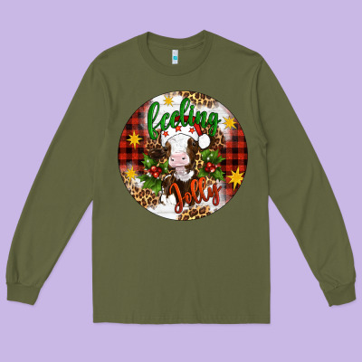 Christmas Feeling Jolly Cow Ornament Long Sleeve Tee Designed By Artiststas