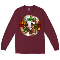 Burgundy Christmas feeling jolly cow ornament Long Sleeve Tee - Artiststas