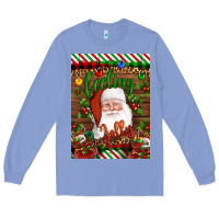 Colony Blue Christmas Feeling Jolly Santa Long Sleeve Tee - Artiststas