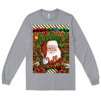 Heather Grey Christmas Feeling Jolly Santa Long Sleeve Tee - Artiststas