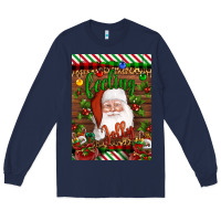 Navy Christmas Feeling Jolly Santa Long Sleeve Tee - Artiststas