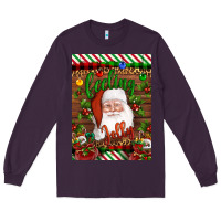 Plum Christmas Feeling Jolly Santa Long Sleeve Tee - Artiststas