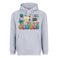 Heather Grey western turquoise put em up cowboy Heavyweight Hoodie - MaliasSmallBusiness