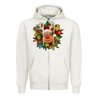 Oatmeal Heather Christmas reindeer sunflower Zipper Hoodie - Jasminsmagicworld