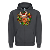 Smoke Christmas reindeer sunflower Zipper Hoodie - Jasminsmagicworld