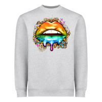 Heather Grey rainbow lips Heavyweight Sweatshirt - Zillion Design Studio