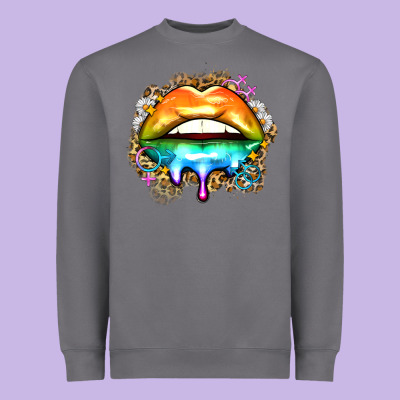 Rainbow Lips Heavyweight Sweatshirt Designed By Zillion Design Studio