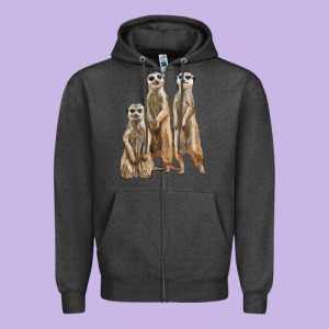 3 Meerkat Zipper Hoodie Designed By Lillyallendesigns
