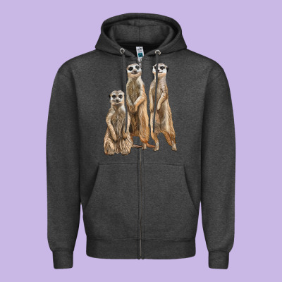 3 Meerkat Zipper Hoodie Designed By Lillyallendesigns