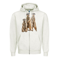 Oatmeal Heather 3 meerkat Zipper Hoodie - LillyAllenDesigns