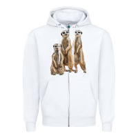 White 3 meerkat Zipper Hoodie - LillyAllenDesigns