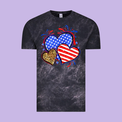 American Flag Leopard Hearts Vintage Tee Designed By Neo Western