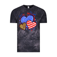 Cloud Black American flag leopard hearts Vintage Tee - Neo Western