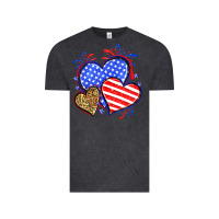 Vintage Black American flag leopard hearts Vintage Tee - Neo Western